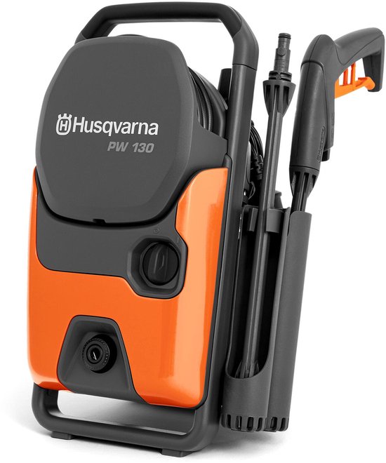 Husqvarna PW 130 hogedrukreiniger - 130 bar, 465 l/u debiet, metalen pomp, 6 m slang, schuimsproeier en sproeikoppen - Compacte elektrische hogedrukreiniger voor auto's, terrassen en buitenoppervlakken van Husqvarna
