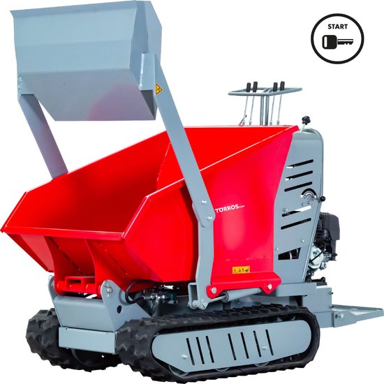 Hydrostatische mini rupsdumper met schop 80kg kipbak 500kg 9pk elektrische start Torros HRD500HSE