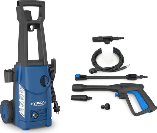 HYUNDAI hogedrukreiniger 1600W - krachtige 135 bar - 330 L/uur - start-stopsysteem - Incl. vele accessoires zoals 5m slang, spuitstukken en zeepdispenser van Merkloos	