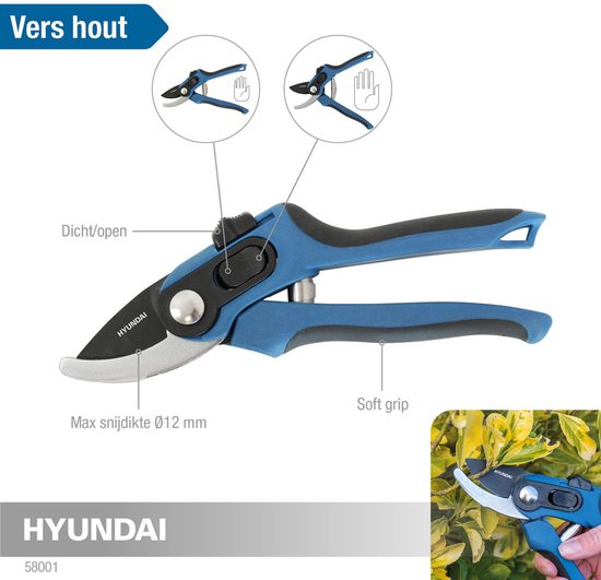 HYUNDAI snoeischaar bypass 20cm - teflon coating - non-stick - ergonomisch - knipdiameter: 12 mm - lichtgewicht: slechts 200 gram - comfortabele handgreep van HYUNDAI