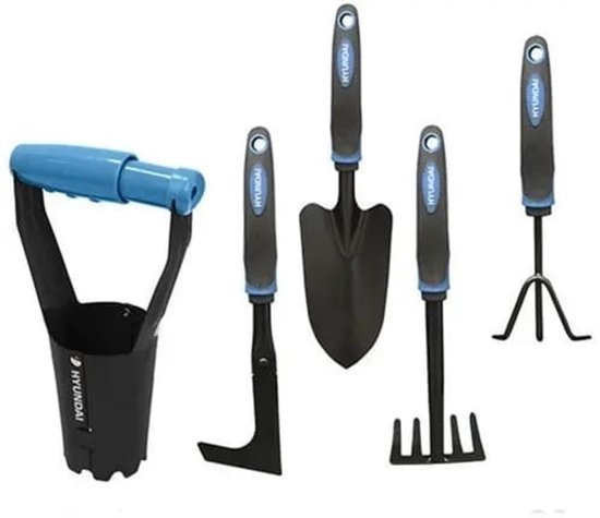 Hyundai Tuingereedschap Set – 5 Delig – Schep, Hark, Onkruidsteker & Bollenplanter