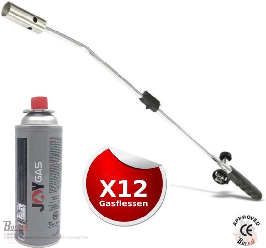 IBBO® - Gasbrander onkruid - Onkruidbrander gas - Milieuvriendelijke onkruidverwijderaar - Gasbrander tuin - Onkruid verwijderen zonder gif - Onkruidbrander met vlamregelaar - Gas onkruidbestrijder - Inclusief 12 butaangasfles