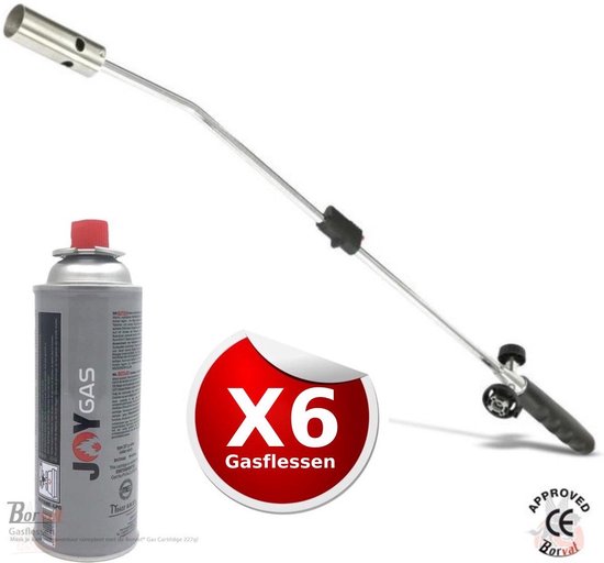 IBBO® - Gasbrander onkruid - Onkruidbrander gas - Milieuvriendelijke onkruidverwijderaar - Gasbrander tuin - Onkruid verwijderen zonder gif - Onkruidbrander met vlamregelaar - Gas onkruidbestrijder - Inclusief 6 butaangasfles