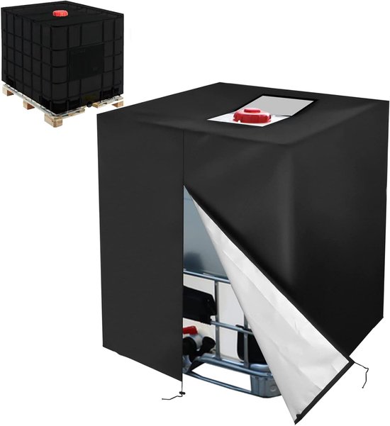 IBC Watertankhoes 1000L Containerhoes Regenwatertank met Ritssluiting Winddicht UV-bestendig Scheurvast,stofhoes,Stofkap voor tonvat van Merkloos	