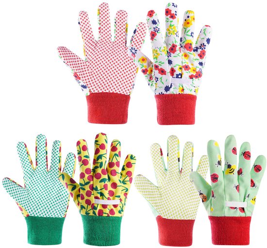 Ibenzoa® 3 Paar Kinder Tuin Handschoenen - Beschermende Handschoenen met Schuimrubberen Coating - Geschikt voor Meisjes en Jongens (10-15 jaar) van Ibenzoa