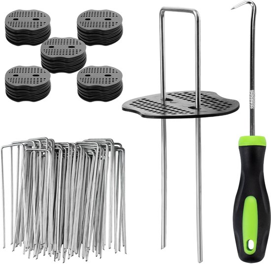Ibenzoa® Tuin Grondankers Set van 50 met Sluitringen en Verwijderingshaken - 150 x 36 mm Verzinkt voor Buitenprojecten van Ibenzoa