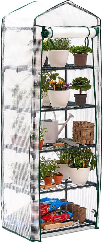 Ibenzoa® Tuinfoliekas met 5 Planken, Wit - Stabiel & Compact van Ibenzoa