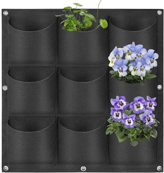 Ibenzoa® Verticale Tuinplantenzakken, 9 Stukken, 50x50cm, Vilt, Buiten- en Binnengebruik