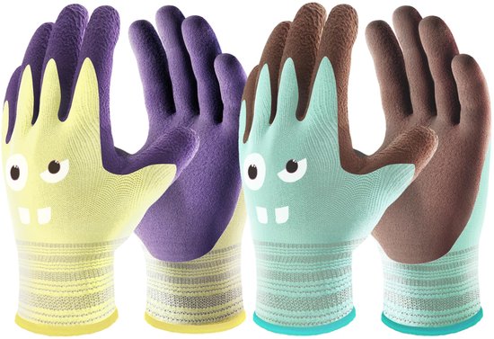 Ibenzoa® Werkhandschoenen Kinderen - Tuin Handschoenen met Monsterprint, Maat M (2 Stuks) van Ibenzoa