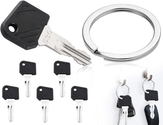 Ignition key set - 5 contact keys - 1 key chain - forklift truck compatible with He-li - forklift compatible with Lin-de 702 801 802 503 530 - voor reserve sleutels van Merkloos	