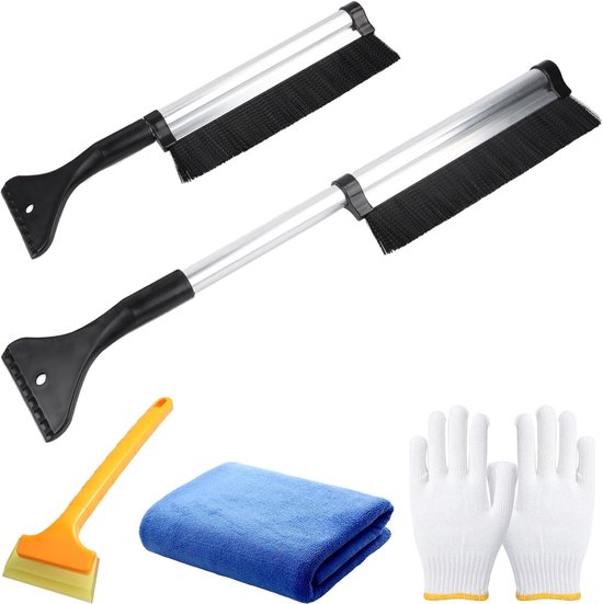 IJskrabber voor de auto - 2-in-1 reinigingsborstel - telescoop met ijsbreker - sneeuwschraper - voor ijsverwijdering - autoruiten en zijruiten van Merkloos	