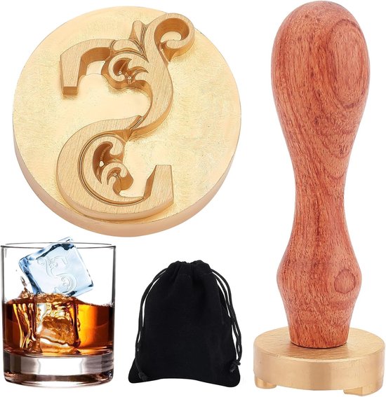 IJsstempel initialen letter S - messing ijsstempels - gepersonaliseerd met verwijderbare messing kop en houten handvat - ijs branding stempel voor cocktail mojito bar drankjes en ijskoude dranken van Merkloos	