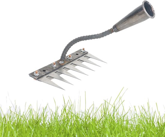 IJzeren onkruidhark - Ijzeren hark voor onkruidverwijdering in de tuin - Afneembare hark - Multifunctioneel onkruidverwijdering en landaanwinning -Losse grond, egaliseren van mulch, verzamelen van gazonbladeren -Geschikt voor het wieden van gazons, e van Merkloos	