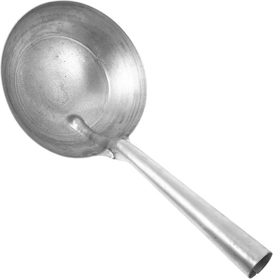 Ijzeren Pollepel - Korte Steel - Voer Mengen - Sterke Constructie - 32cm Lengte - Zilver