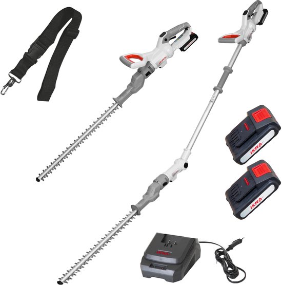 IKRA 2-in-1 accu-heggenschaar ICPH 2050 met telescoopsteel, schouderriem, 2x 20 V accus en snellader