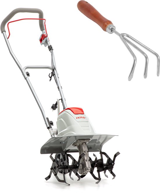 IKRA elektrische tuinfrees FEM 1500, 1.500 W, werkbreedte van 17 tot 45 cm en werkdiepte tot 23 cm, met handcultivator van IKRA