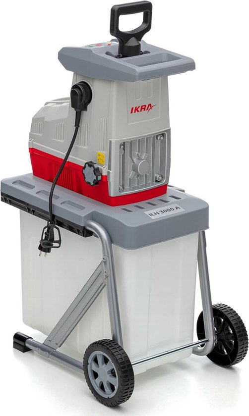 IKRA Professionele Hakselaar Versnipperaar - Hakselaar Electrisch 60L - Takken Versnipperaar Hakselaar - 3000W - Max. Ø44mm - Incl. Wielen, Opvangzak, Duurzame Draaimessen - Heggen, Bomen en Haag -Tuinonderhoud van IKRA
