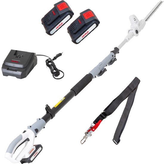 IKRA telescopische accu-heggenschaar ICPH 2040, inclusief 2 x 20V (2,0 Ah en 2,5 Ah) accus, snellader en schouderriem