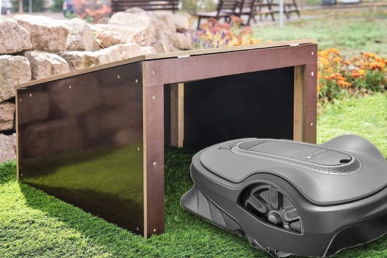 Indsutrialhome Robot Grasmaaier Garage van Hout – Carport voor Robotmaaiers, Bescherming tegen Regen & UV – Geschikt voor Meerdere Modellen – Kant‑en‑klaar Geassembleerd – 67 × 67 × 42,5 cm van Merkloos	