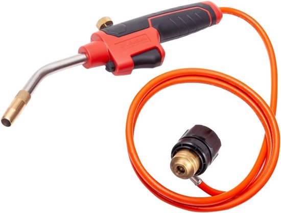 Industriële Multibrander - Gassoldeerbout - Hard en zacht solderen - Volautomatische piëzo-ontsteking - 135 m slang - Rood/zwart van Merkloos	