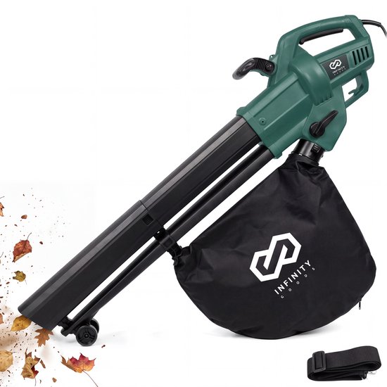 Infinity Goods Elektrische Bladblazer en Zuiger - 3500W - Versnipperfunctie - 45L Opvangzak - Op Snoer - 280 km/u Luchtsnelheid