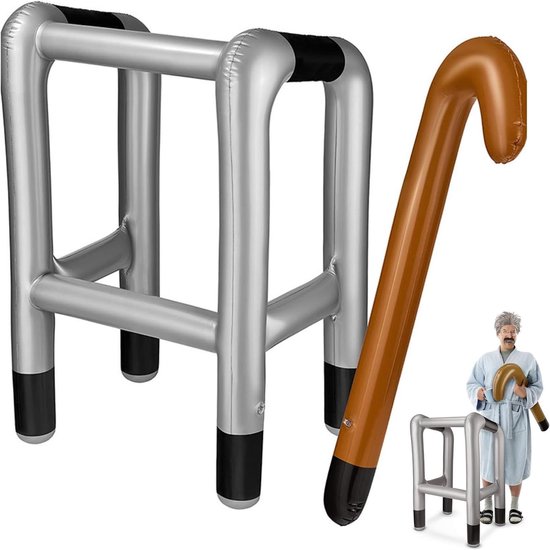 Inflatable Walker - Inflatable Walking Stick - Inflatable Walking Aid - Perfect Costume Accessory for Grandma or Grandpa - Carnival or Birthday Gag van Merkloos	