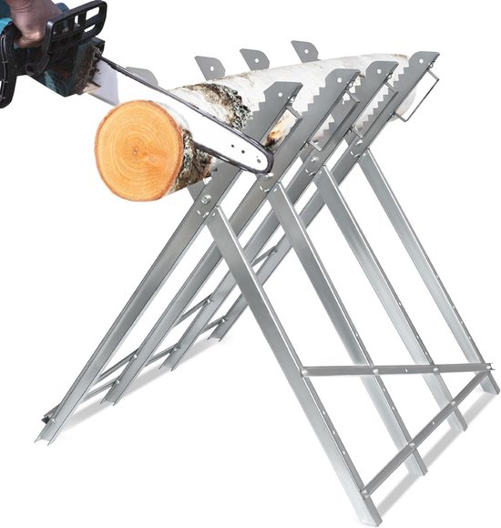 Inklapbare metalen zaagbok - Zaagframe voor kettingzagen en handzagen - Draagvermogen 150 kg - 82 x 80,5 x 79 cm van Merkloos	