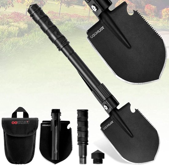Inklapbare schep met 10 functies - multifunctioneel en draagbaar - van hoogwaardig gelegeerd staal - voor survival, tuinieren en kamperen van $
