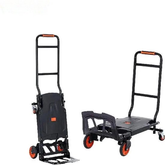 Inklapbare Steekwagen - Opvouwbare Handtruck - 2 in 1 Aluminium Kar - Kar Voor Transport - Magazijn Kar - Ergonomisch Ontwerp - Zwart - Max. 150KG van Braun & Bladin