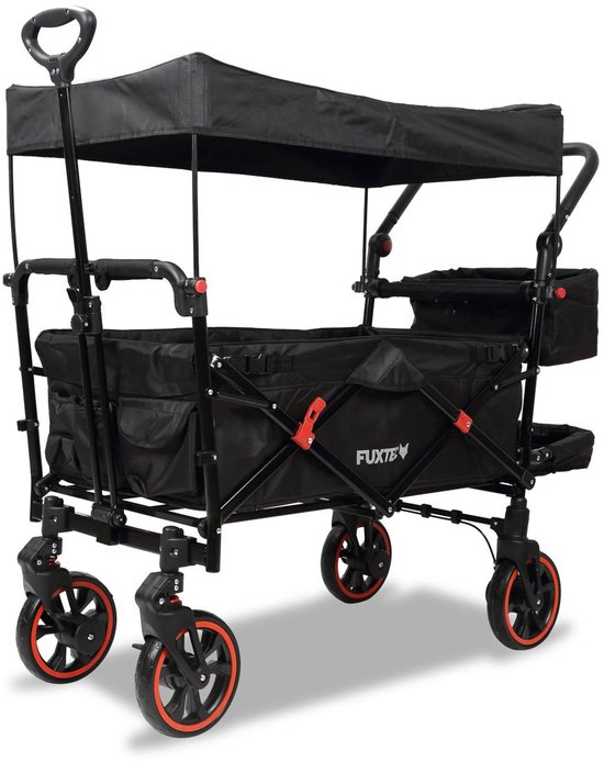 Inklapbare tuintrolley Zwart - FUXTEC Premium Cruiser - belastbaar tot 75 kg van FUXTEC