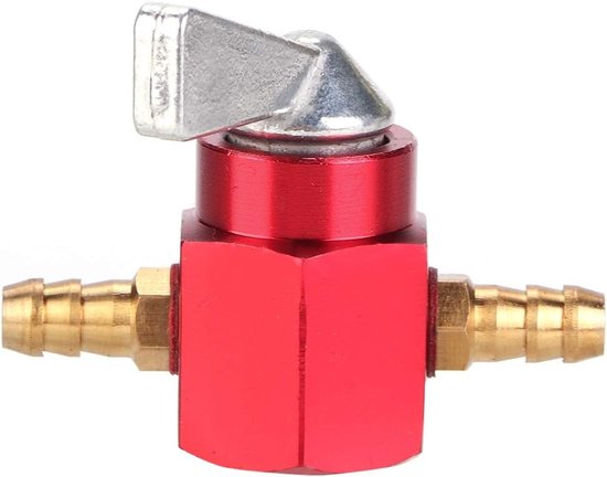 Inline Switch Benzine Gas Brandstofkraan - 6mm CNC Aluminium Inline Gas Brandstofkraan - Benzinekraan Schakelaar Voor PIT PRO Quad Crossmotor ATV - Rood van YUANQIAN