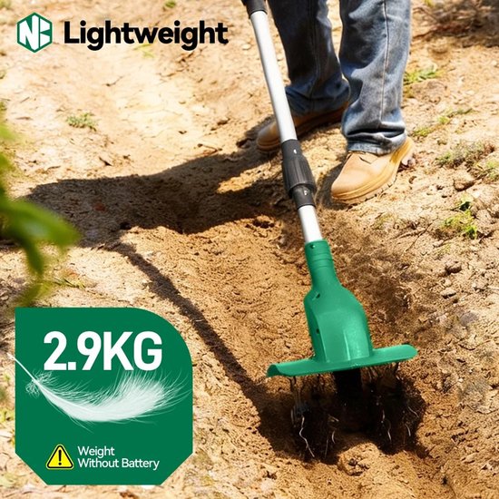 Innovastore Electrische Grondfrees - Tuinfrees - Cultivator - Rototiller - Bodembewerker - Tuingereedschap - Incl 2 batterijen