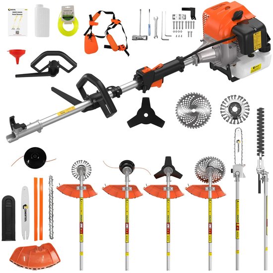 Innovastore Grasmaaier - Handgrasmaaier - Benzine Grasmaaier - Bosmaaier - Heggenschaar - Kettingzaagmaaier - 6-in-1 benzinetrimmer
