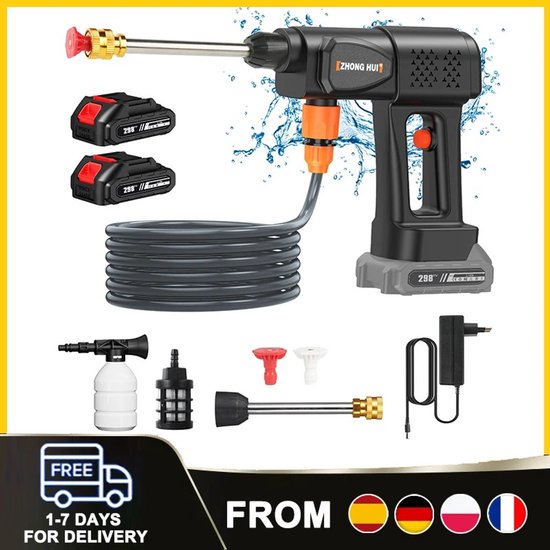 Inovra - Dailygoods 20.000 RPM Waterpistool Autowas Hogedrukreiniger 240W Hoge Druk Voor Makita 21V Accu Huis Tuin Buiten Reinigi