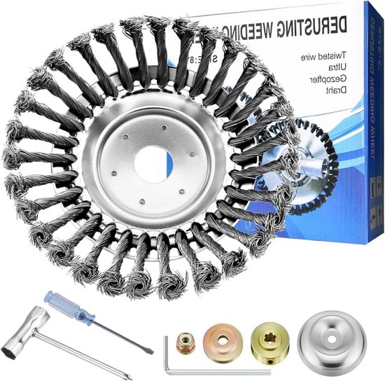 Inovra Plus - Professionele onkruidborstel voor bosmaaiers met 254 mm boring - Draadborstel voor universeel gebruik - Robuust en duurzaam - Onkruidborstel met bosmaaier