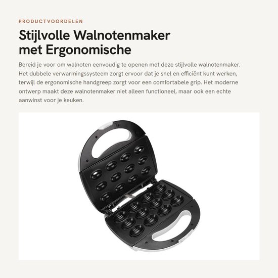 Inovra- Walnotenmaker Stijlvol Design - Dubbelzijdig Verwarmingssysteem - Eenvoudige Reiniging - Antislipbasis - Ergonomische Handgreep - Metaalmateriaal - Walnootcake Maker