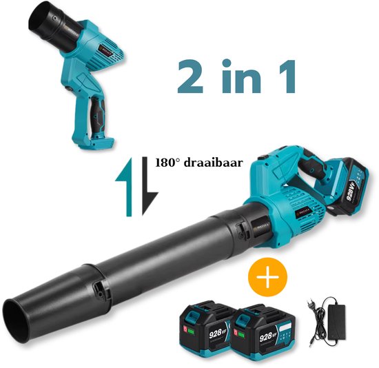 Instava 2 in 1 Accu Bladblazer + 2x Accu(6.0Ah) - Geschikt Voor Makita LXT 18v Accu - 200 km/h - 5 snelheden van Instava