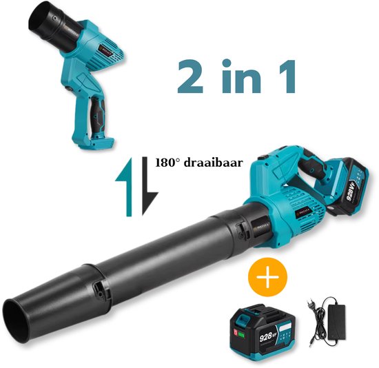 Instava Accu Bladblazer 2 in 1 + 1x Accu(6.0Ah) - Geschikt Voor Makita LXT 18v Accu - 200 km/h - 5 snelheden van Merkloos	