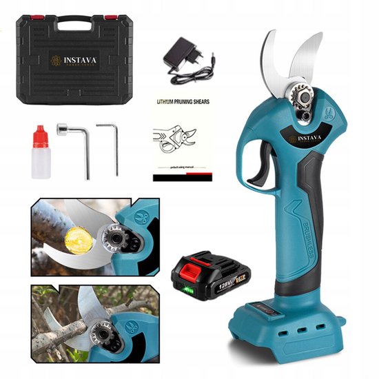 Instava Elektrische Snoeischaar 1x Accu (2.0Ah) - Geschikt Voor Makita LXT 18v Accu - Ø35MM - Incl. Accessoires en Opbergkoffer van Merkloos	