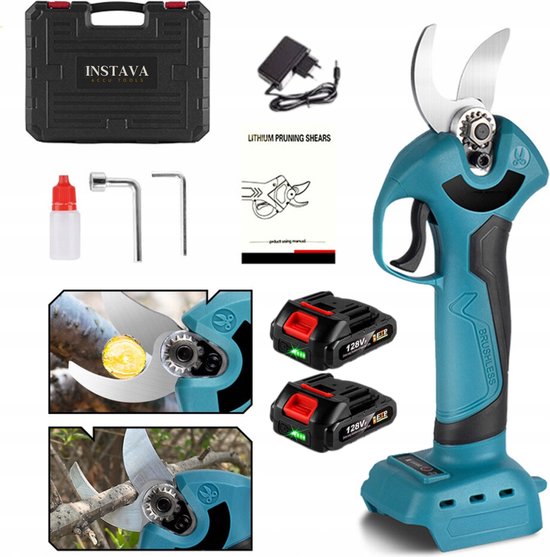 Instava Elektrische Snoeischaar 2x Accu - Geschikt Voor Makita 18v Accu - Ø35MM - Incl. Accessoires en Opbergkoffer van Instava