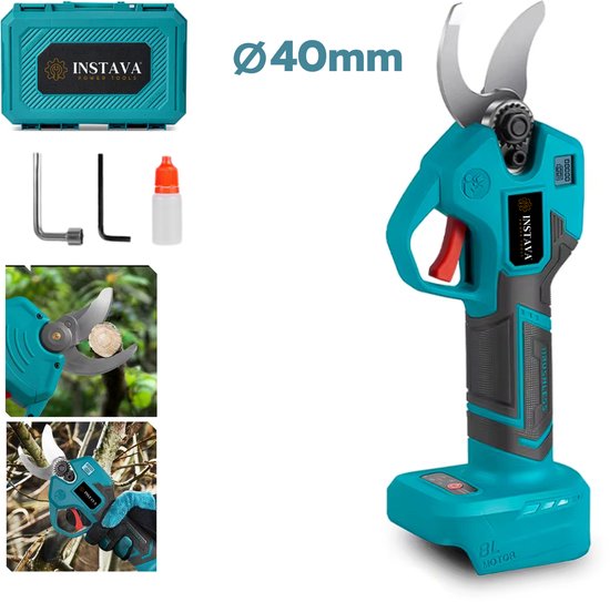 Instava® Elektrische Snoeischaar zonder Accu - Geschikt Voor Makita LXT 18v Accu - 40mm Snijdiameter - Incl. Accessoires en Opbergkoffer van Merkloos	
