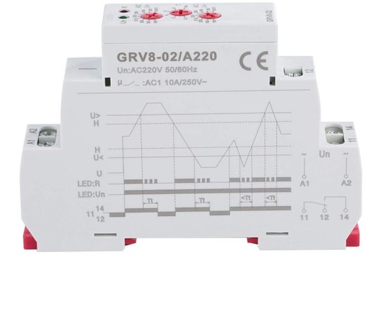 Instelbaar spanningsbewakingsrelais - Keenso GRV8-02 - eenfasebewakingsrelais - overspanningsbeveiliging AC/DC-spanningsbewakingsrelais A220V / D12V / AD24-48V / AD120-240V (GRV8-02/A220) relais - betrouwbare bescherming van Merkloos	