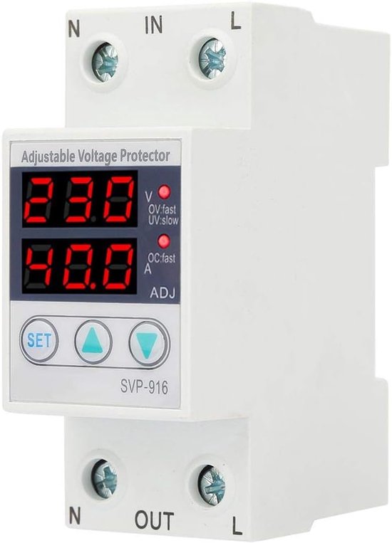 Intelligent Single Phase Voltage Protection Relay - Adjustable Overvoltage Undervoltage Current Protection 230VAC - 40A van Merkloos	