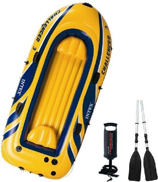 INTEX 68370 opblaasbare roeiboot voor 3 personen met roeiriemen & pomp  grootte: 295x137x43cm