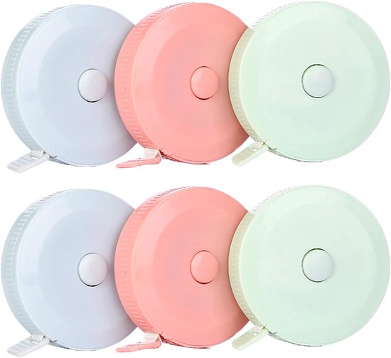 Intrekbaar Meetlint 150 cm - Zacht Kleermakerslint - Dubbele Schaal Zachte Meetlint - Tailor Tape Maatregelen - Omtreklint voor Lichaamslengte en Kleding Meten - 6 Stuks in 3 Kleuren van Lovevook