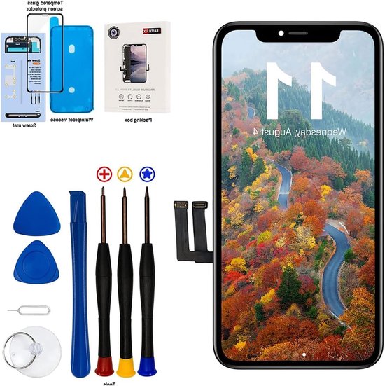 iPhone 11 Schermvervanging 6.1 Inch Full HD LCD, 3D Touch Digitizer, Montagekit met Gereedschap en Tempered Glass van Merkloos	