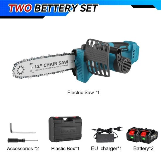 IPtrading YOFIDRA - Kettingzaag op Accu - Kettingzaag met 2 accu's - Mini Kettingzaag met Accu en Lader - Automatische smering van IPtrading