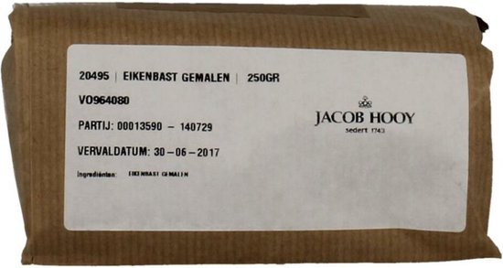 Jacob Hooy Eikenbast Gemalen 250 gr van Jacob Hooy
