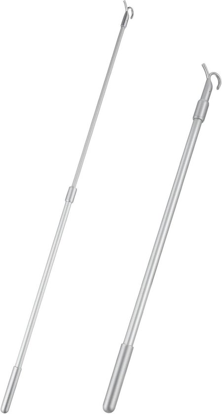 Jaloezie Stang - Bedieningsstang Gordijn - Jaloezieën Openen - Verstelbaar Telescopisch - 60 cm - Zilver