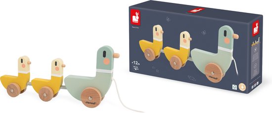 Janod Sweet Cocoon - Houten Trekfiguur Eenden - De Twee Eendjes Waggelen Terwijl Ze Bewegen! - Geschikt Vanaf 12 Maanden van Janod